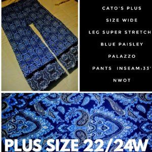 Cato Palazzo Pant Blue Paisley Plus Size 22/24w